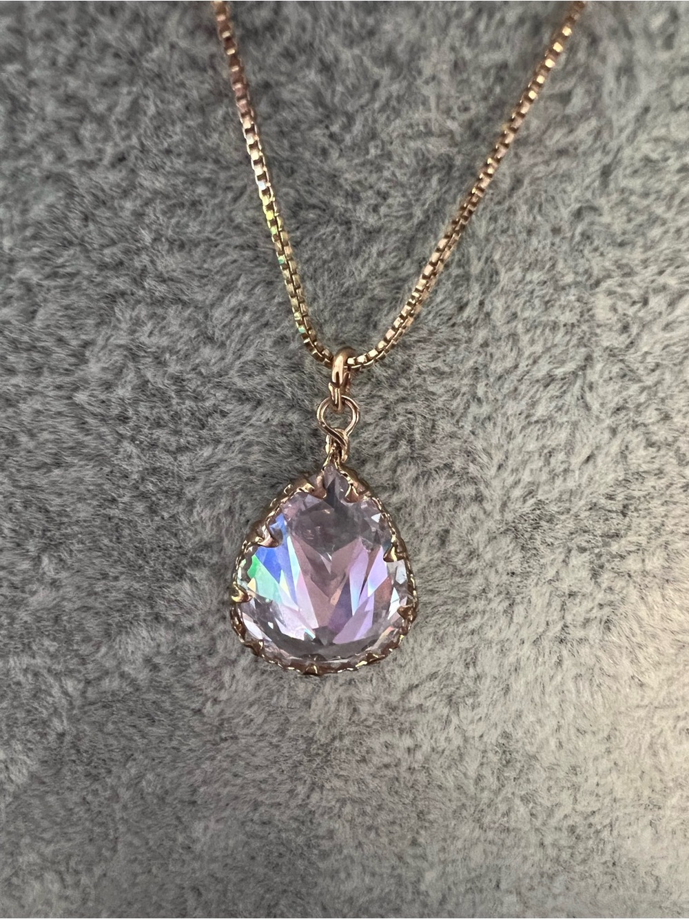 Aldo Rose Gold Teardrop Iridescent Crystal Necklace